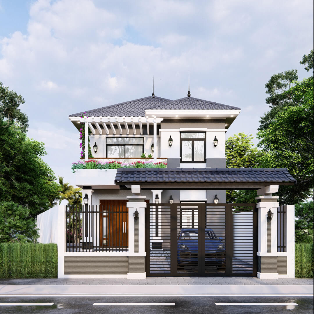 biệt thự 2 tầng mái nhật